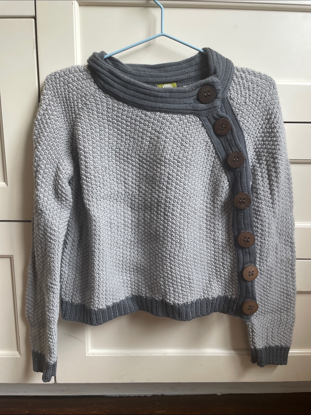 Nui Two-Tone Wool Gray Textured Knit Cardigan